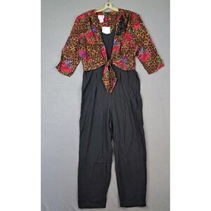 Vintage Lacy Afternoon Jumpsuit Womens 18 Leopard Roses‎ Beaded Peggy Bundy New
